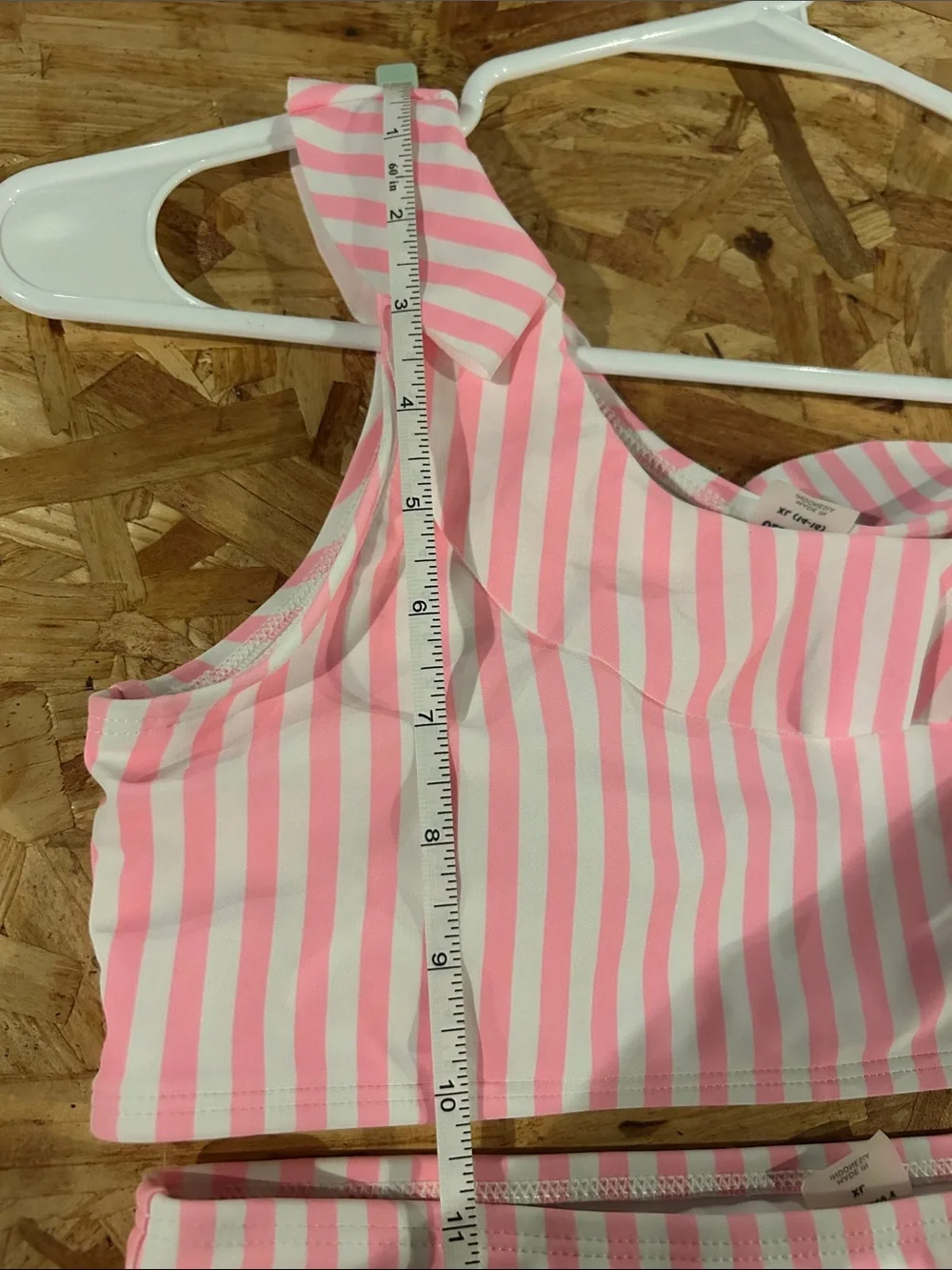 Old Navy Pink and White Striped One-Shoulder Ruffle Two-Piece Swim Set
